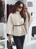 Image of New Stand Collar Batwing Sleeves Cloak Top With Belt Ins Fashion Temperament Jacket Woolen Sweater Outwear For Women Clothing