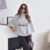 Image of New Stand Collar Batwing Sleeves Cloak Top With Belt Ins Fashion Temperament Jacket Woolen Sweater Outwear For Women Clothing